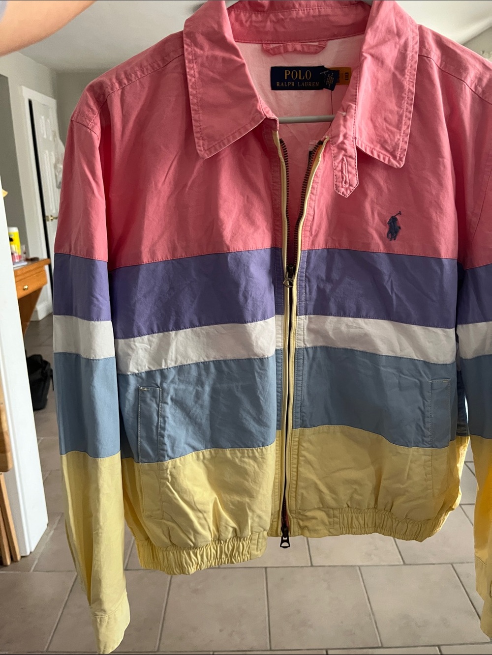 Polo by Ralph Lauren Pink Purple White Blue Yellow Colorblock Windbreaker Jacket